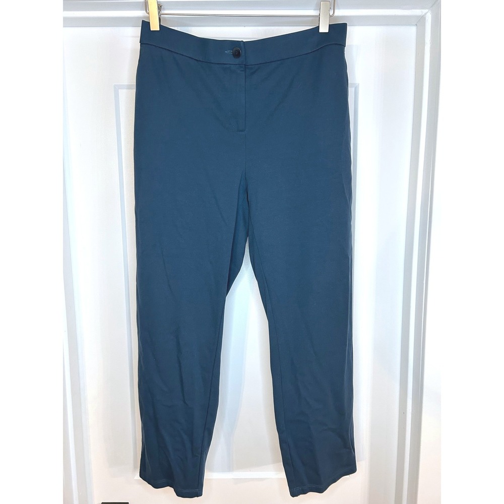 Eileen Fisher Teal Blue Tencel Blend Slim Ankle Pants Womens Med Tapered Stretch